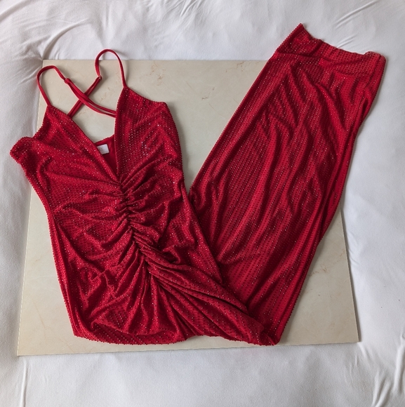 strapless open back dress Meshki Seina Diamante Vermillion Mini Dress